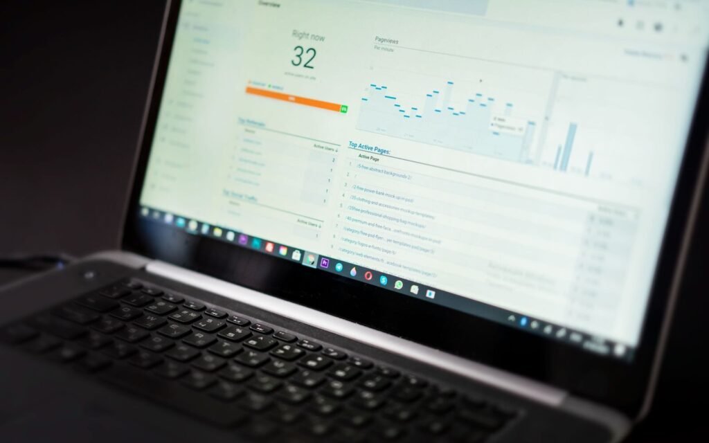 Laptop showing an advertising analytics dashboard used to manage Amazon ACoS