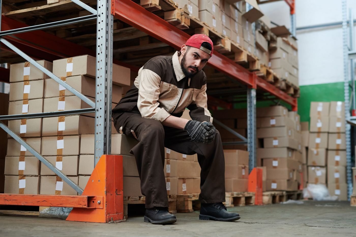 Warehouse worker beside organised stock in an Asia Pacific fulfilment centre