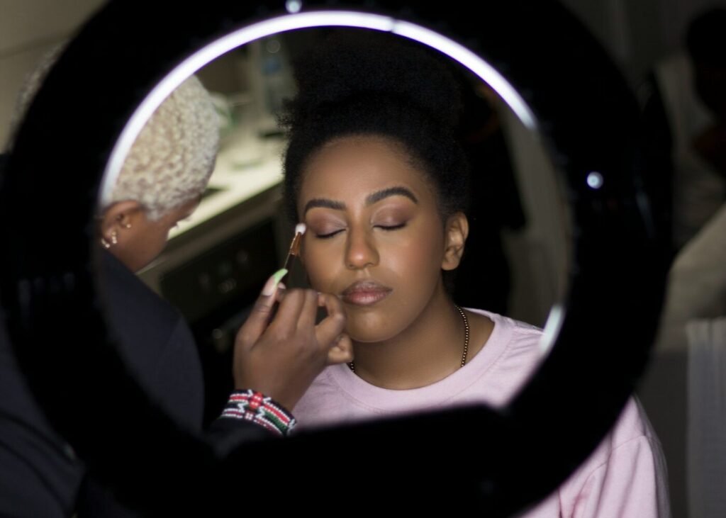 Customer showing her skin after a skincare routine