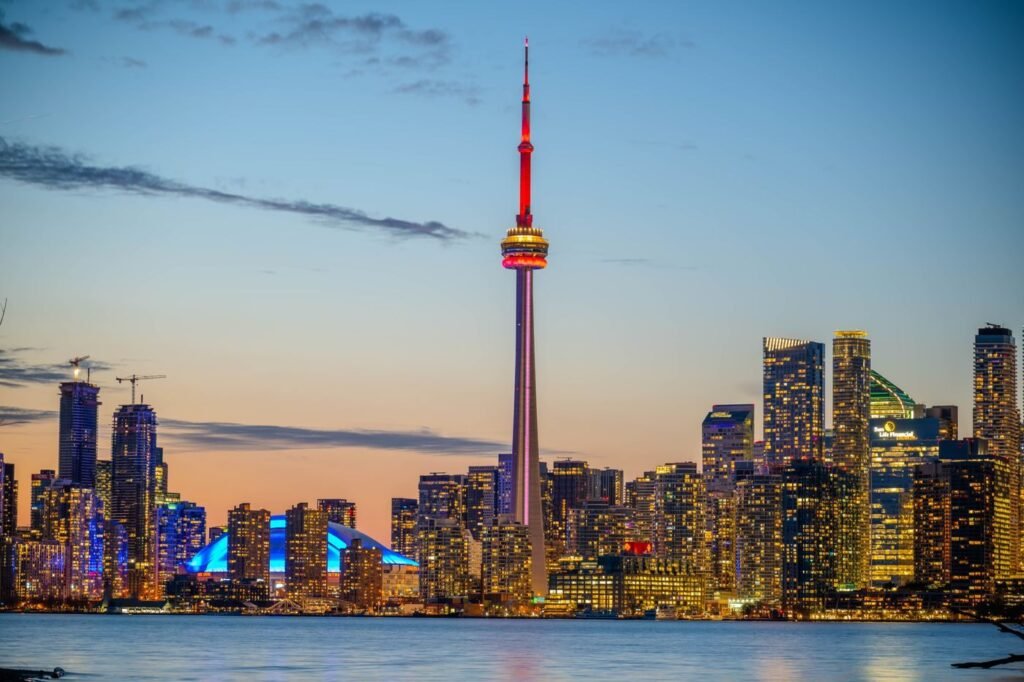 CN Tower and the Toronto skyline at sunset