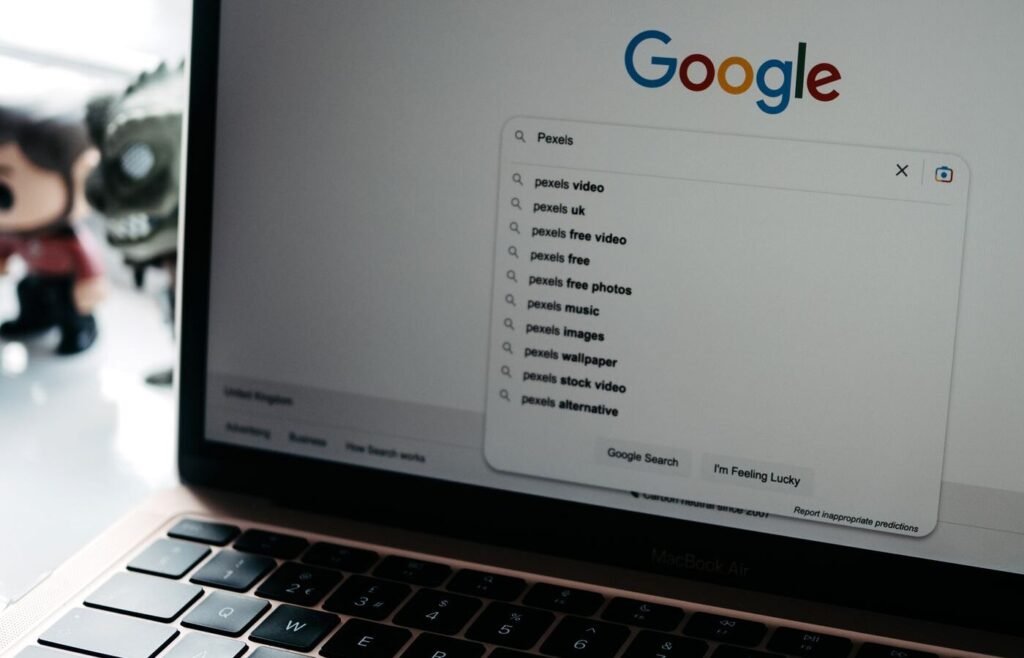Close-up of a search results page showing related searches and refinement terms