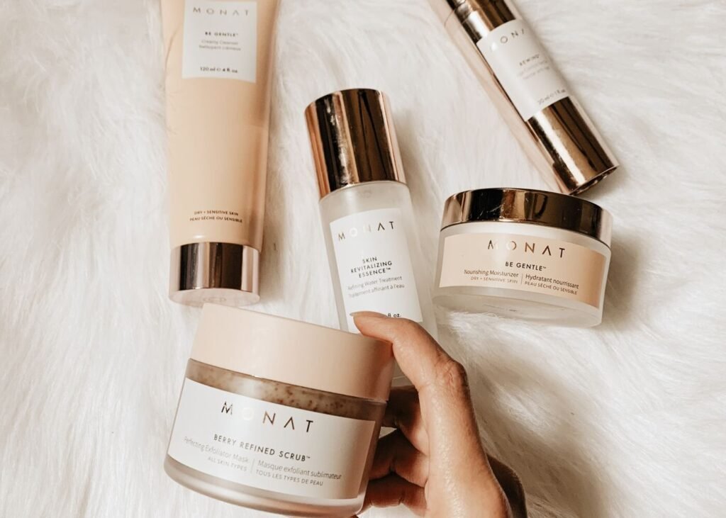 Luxury skincare products arranged for a beauty campaign
