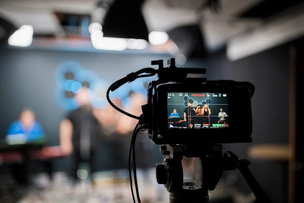 A camera recording a live studio session