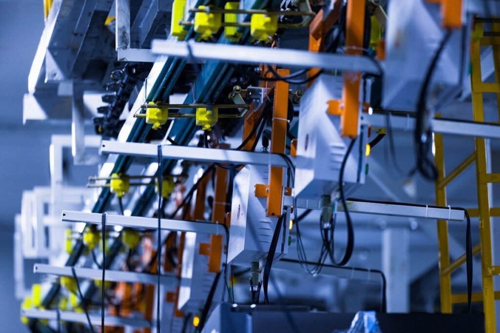 Wiring assemblies on a production rack