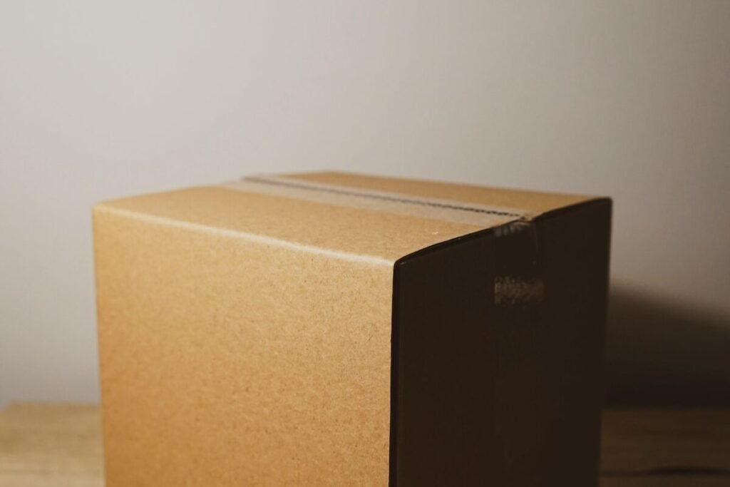 A cardboard shipping box