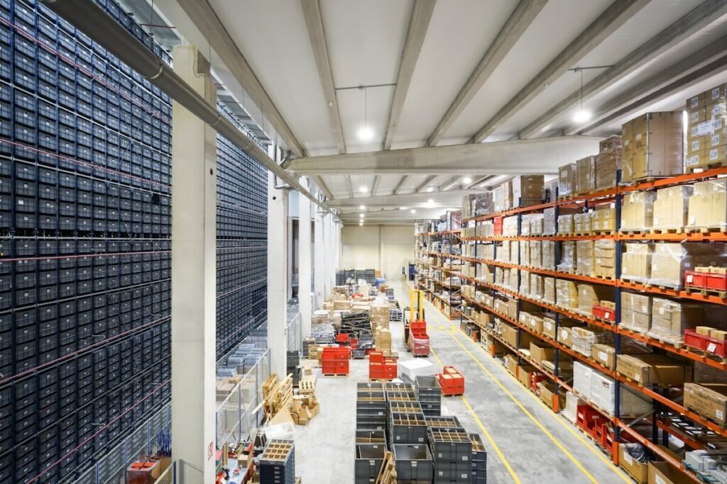 A large warehouse filled with cartons
