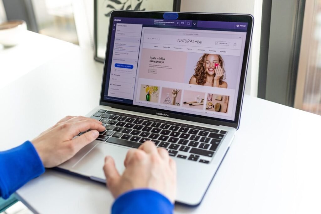 A person working on a laptop computer