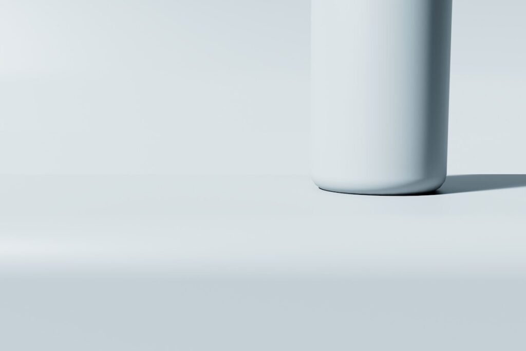 A cylindrical product on a plain white surface