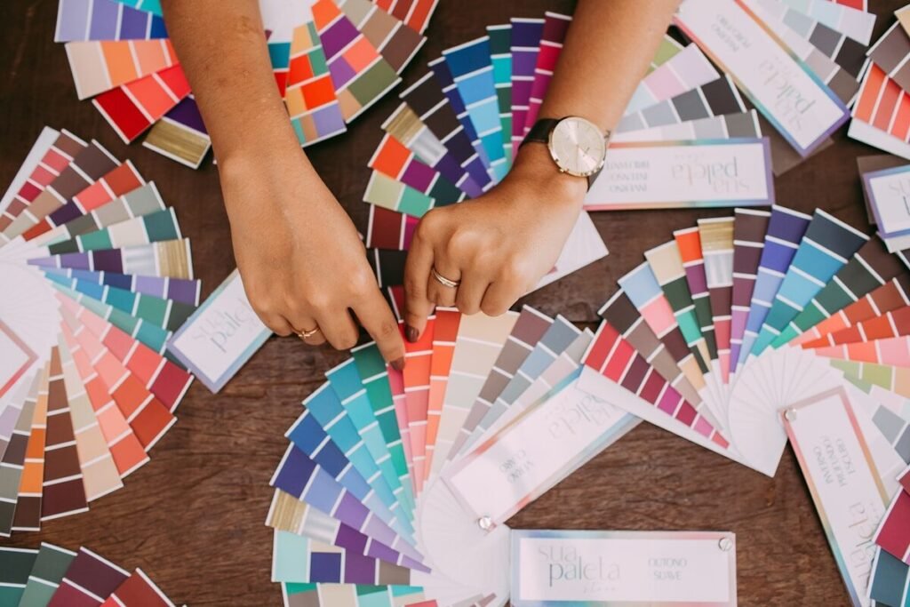 Holding a printed colour reference sheet