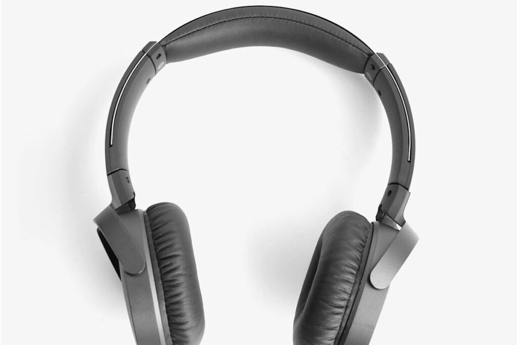 Headphones photographed on a white surface
