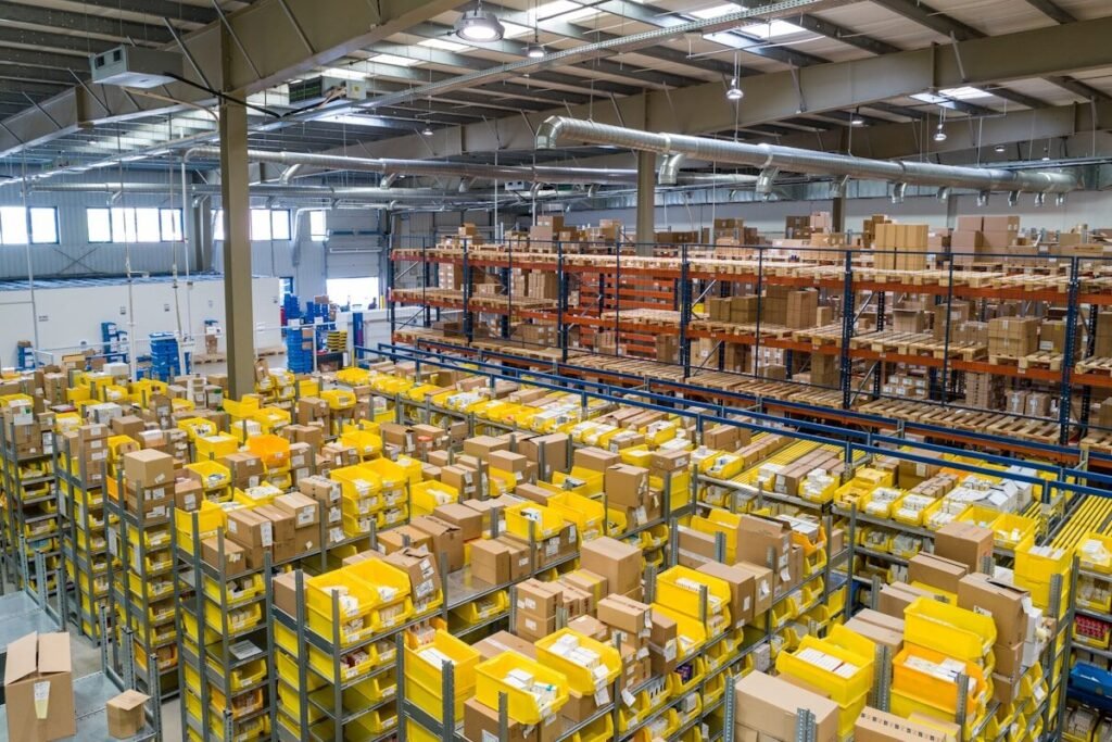 Stacked plastic stock crates