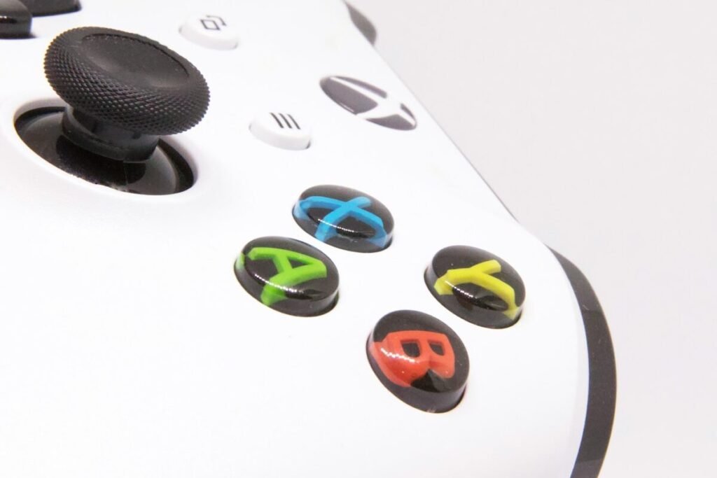 A close product shot of a games controller