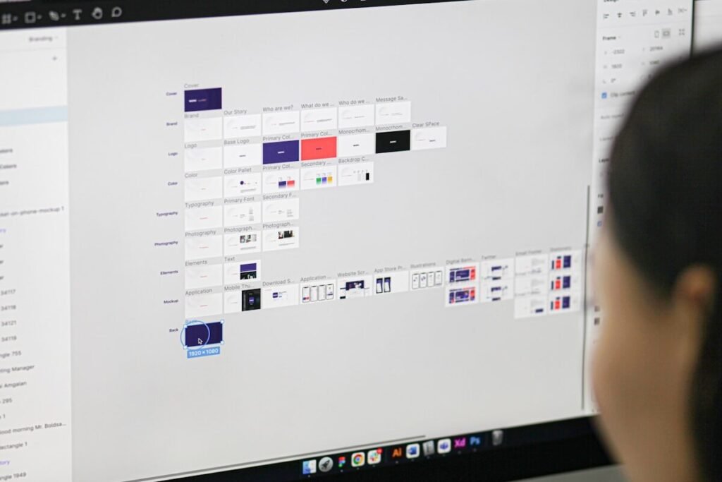 A designer reviewing work on screen