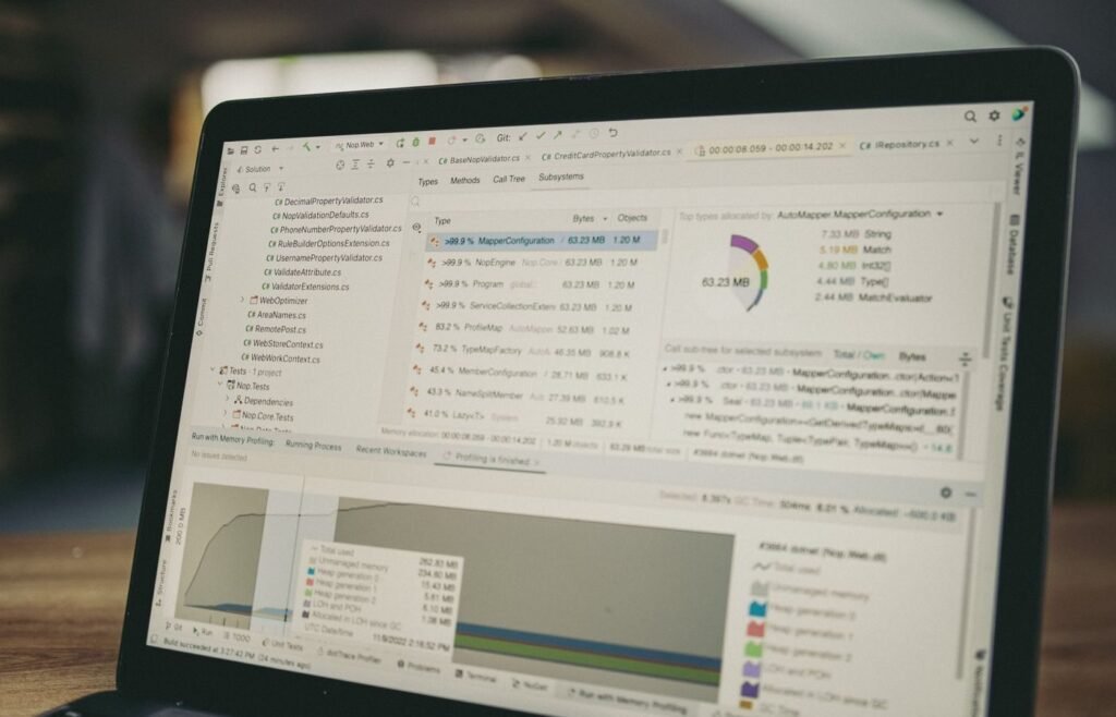 Laptop screen showing site code and crawl data during an eCommerce technical SEO review