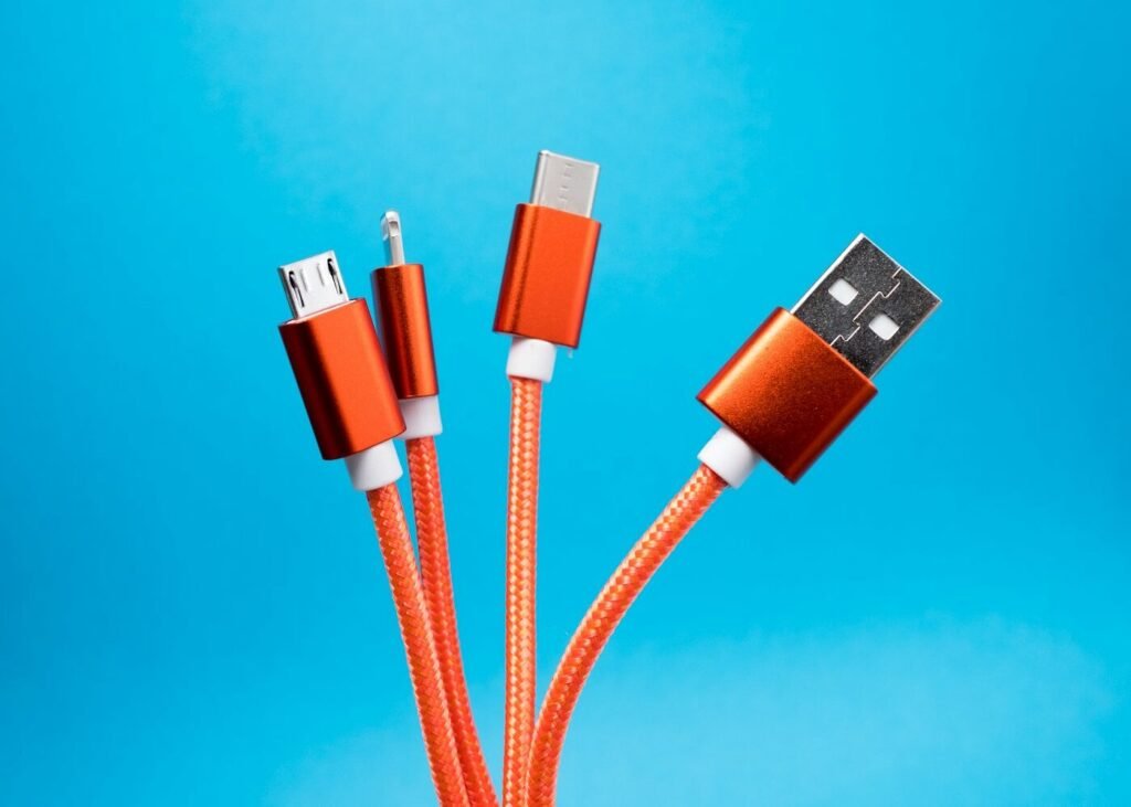 Orange USB charging cables