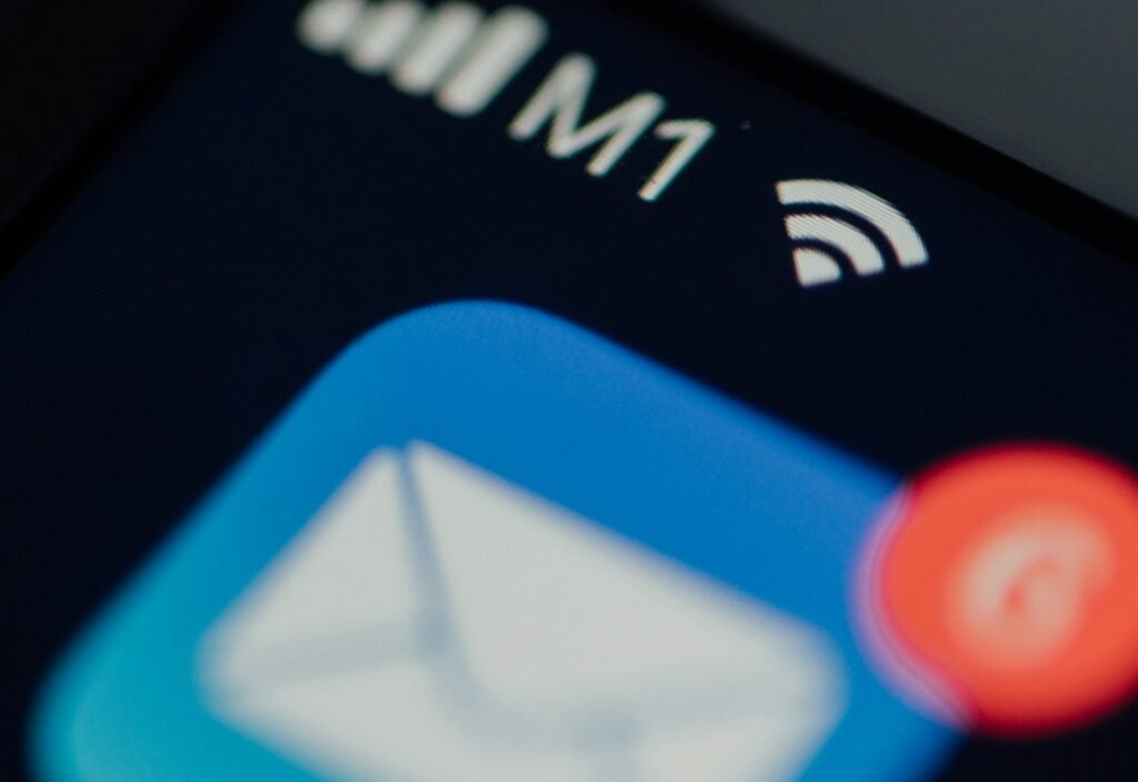 Phone showing unread email notifications