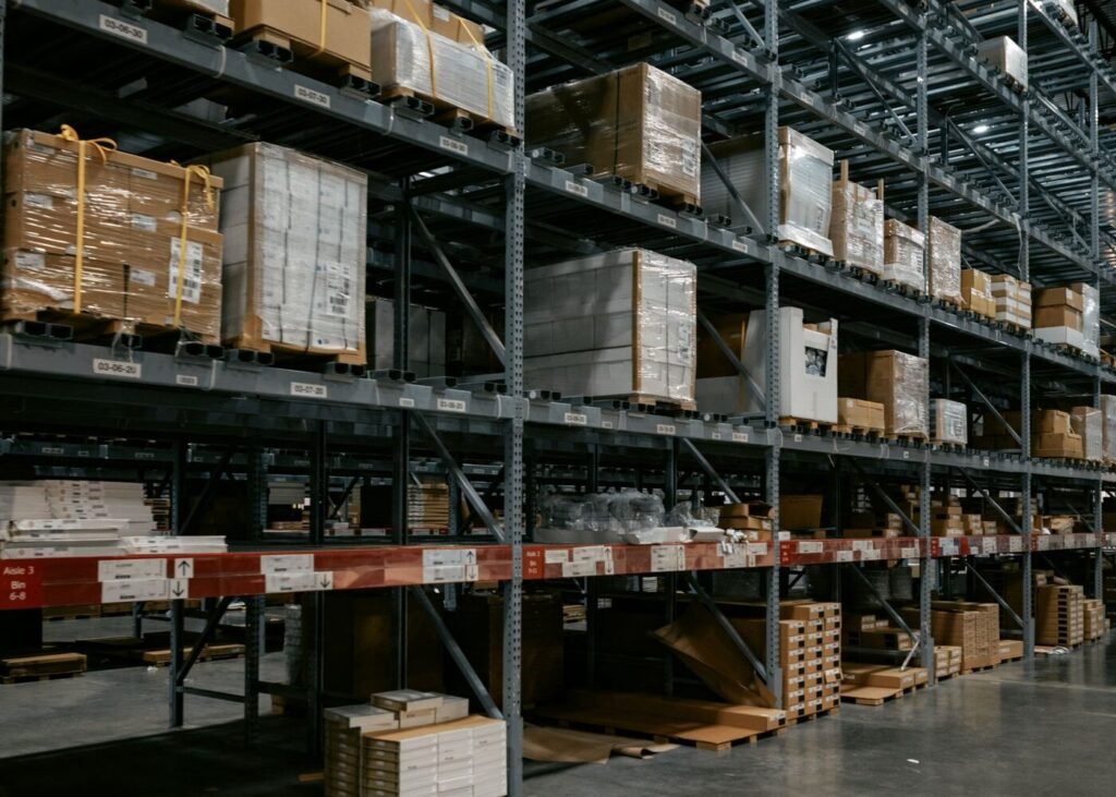 Interior of a large European fulfilment warehouse