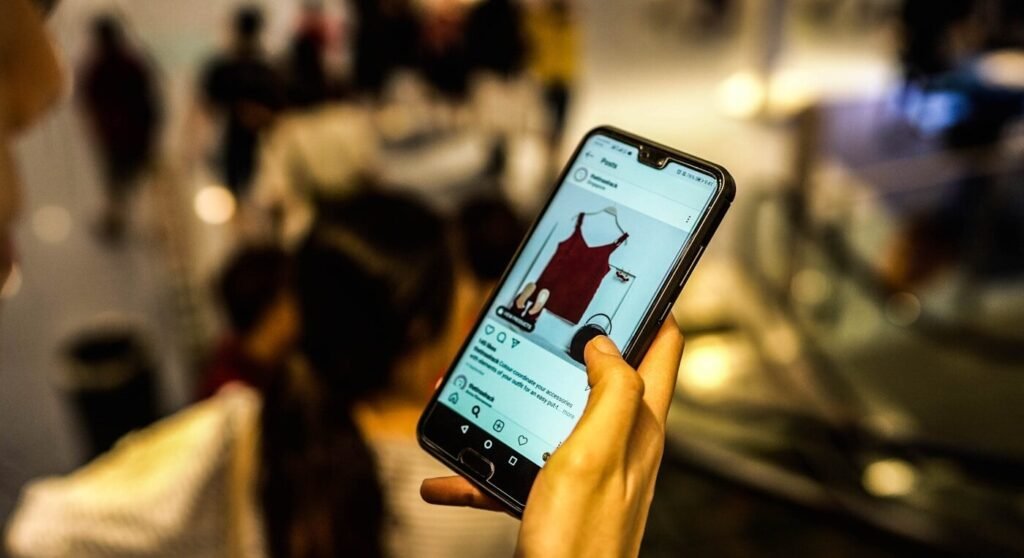 Shopper browsing a store on a smartphone