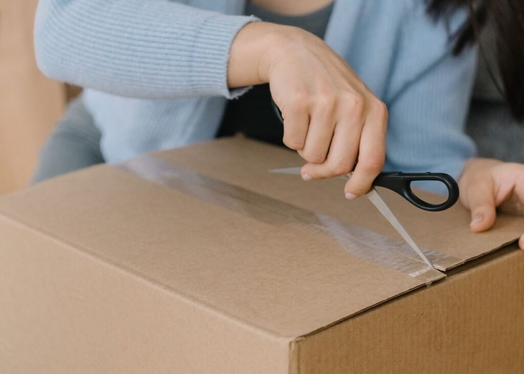Customer opening a delivered order at home