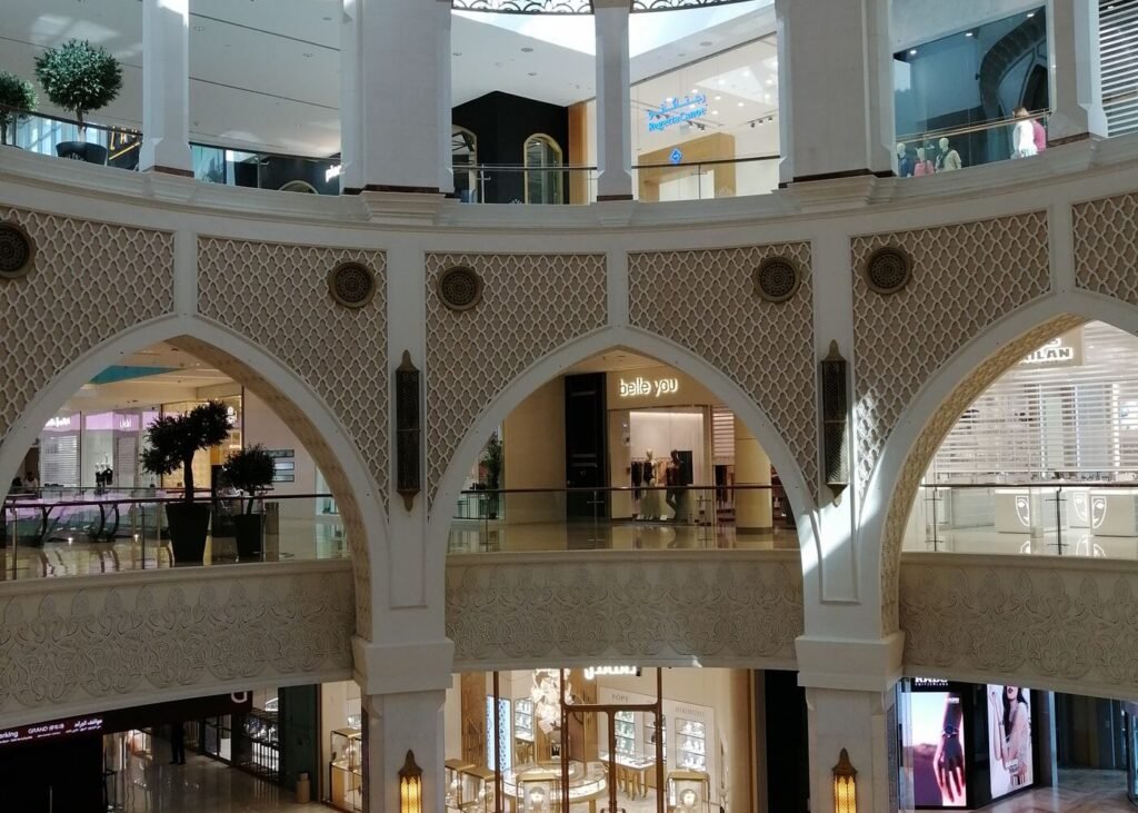 Interior of a large shopping mall in Dubai