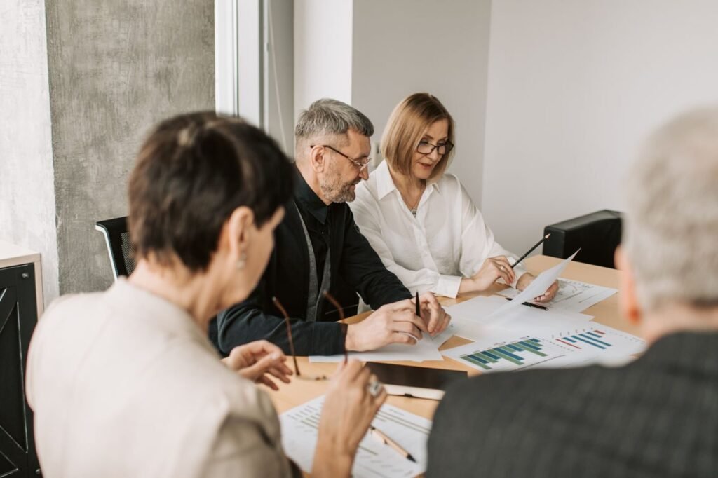Colleagues reviewing an eCommerce plan together