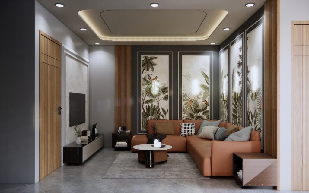 A furnished living room with a television