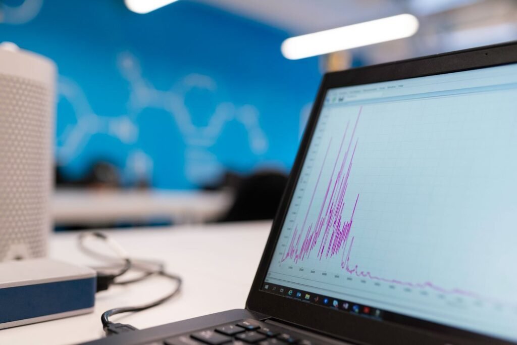 A performance graph on a laptop screen being read after work has gone live
