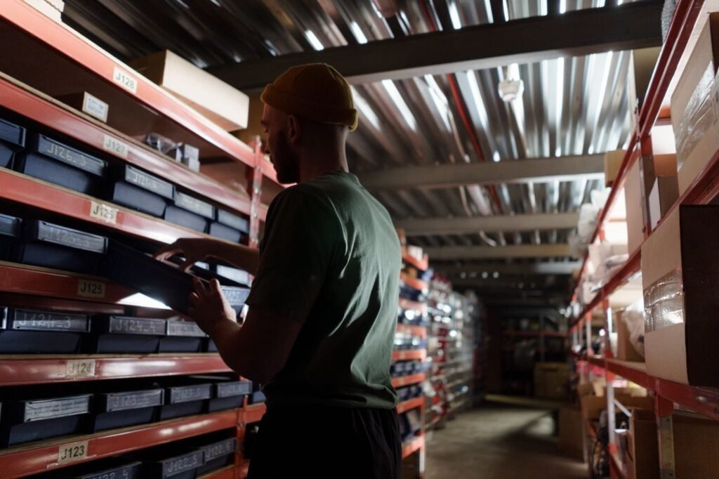 Warehouse operative organising stock for marketplace orders