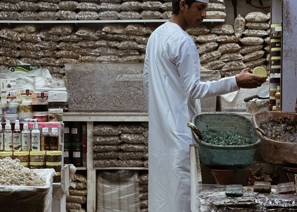 Traditional regional market stall in the Middle East