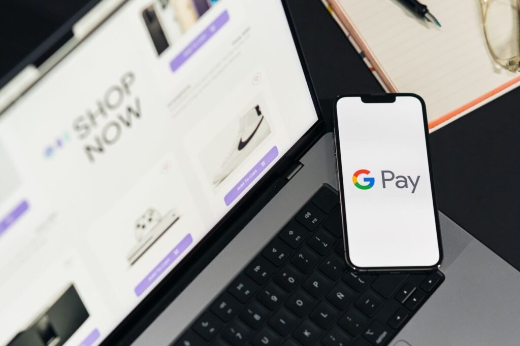 Customer paying with a mobile wallet on a smartphone