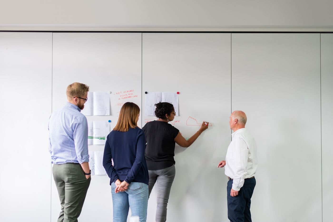 eCommerce team planning a content and growth programme around a whiteboard
