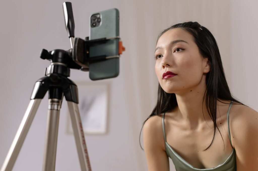 Creator reviewing a live selling session on a phone