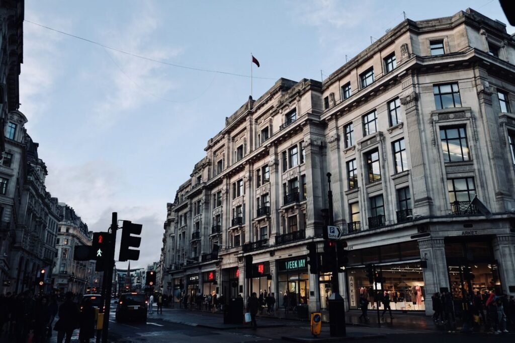Shoppers on a busy London high street