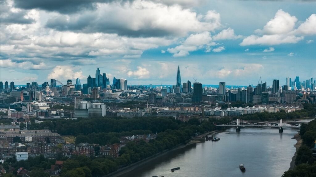 Aerial view of the City of London financial district