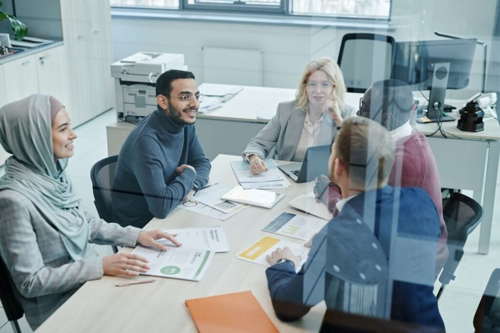 Team reviewing an eCommerce strategy in a conference room