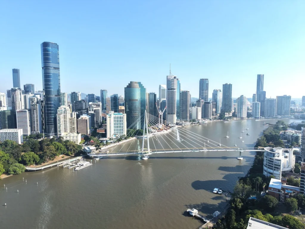Brisbane skyline and the Brisbane River on a sunny day