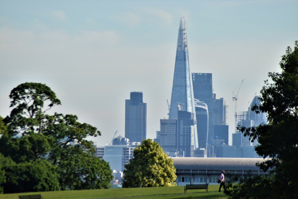 London skyline across the City financial district